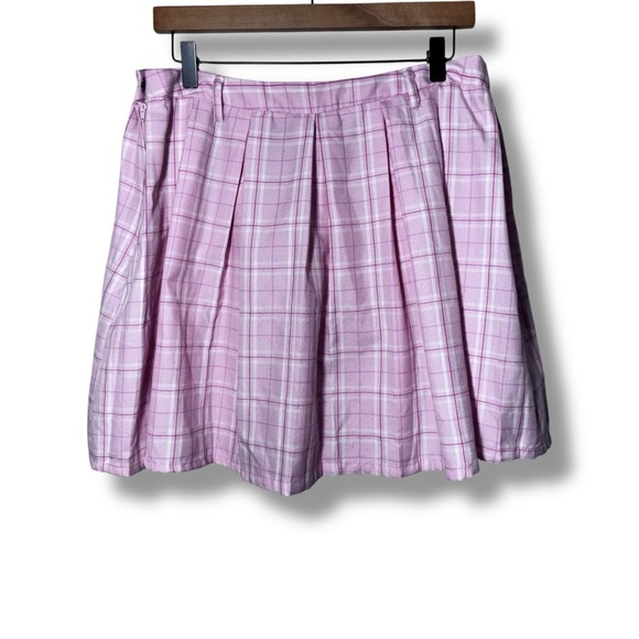 Hot Topic Sweet Society Pink & Lavender Plaid Pleated Skirt Size XL - Picture 4 of 11
